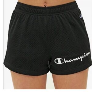 New Champion Essential Mesh Athletic Short | Black White Logo | Size Girls Youth